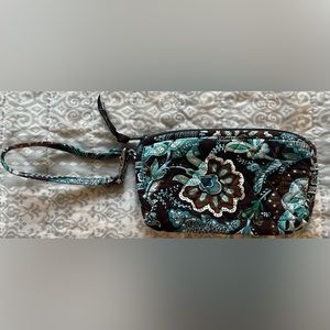 Chocolate and Blue Vera Bradley Wristlet